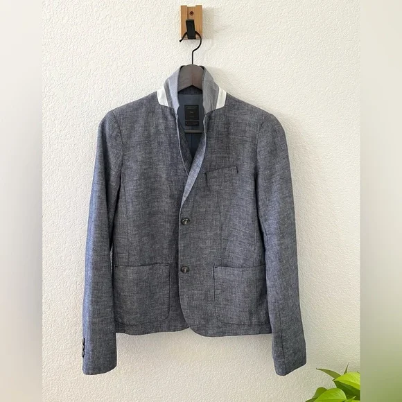 Gap Denim Linen-Cotton Blazer. Size: 4 Color : Denim blue - Picture 1 of 10